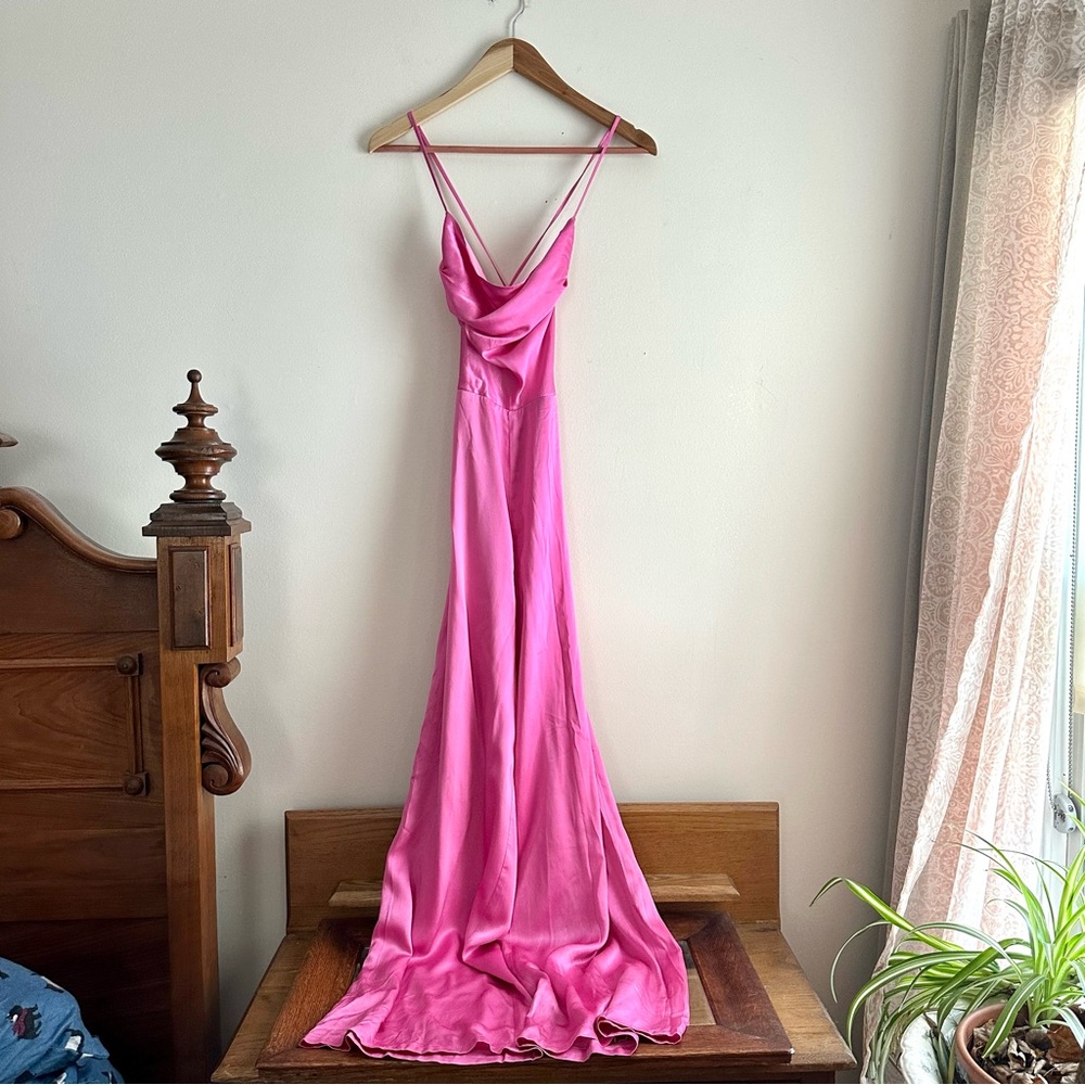 Meshki‎ • Mandie Satin Cowl Neck Jumpsuit in Pink